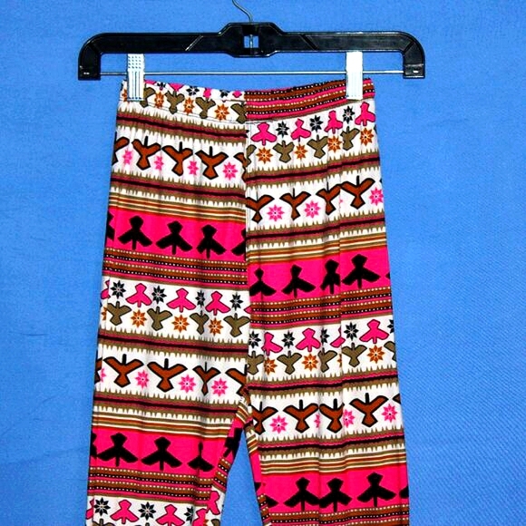 Silver Patterned Leggings - One Size - Pink Multicolor - Funky/Boho - Picture 2 of 6